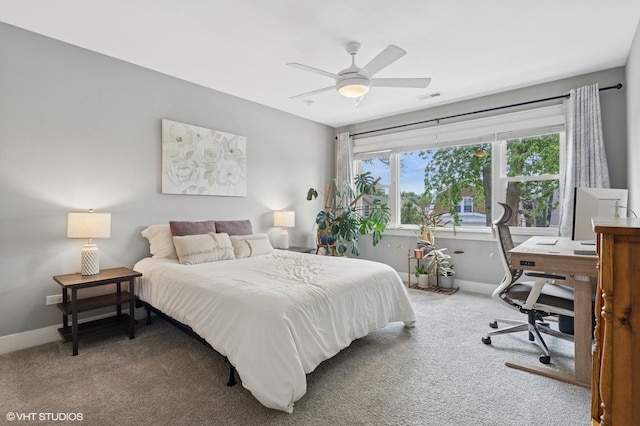 5106 W Eddy St, Chicago, IL 60641 - carpeted bedroom featuring an office area and ceiling fan