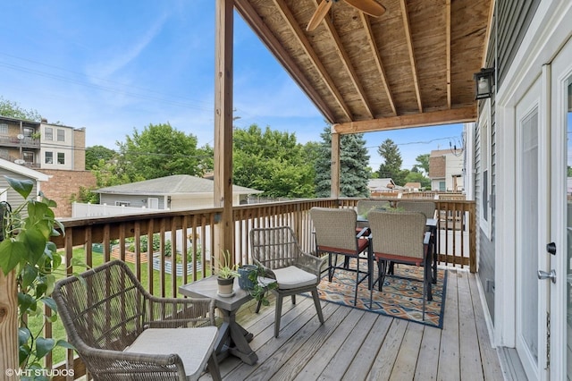 5106 W Eddy St, Chicago, IL 60641 - wooden terrace featuring a ceiling fan