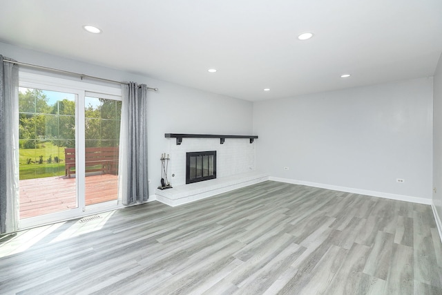 1557 Scottdale Cir, Wheaton, IL 60189 - unfurnished living room featuring recessed lighting, wood finished floors, and a fireplace