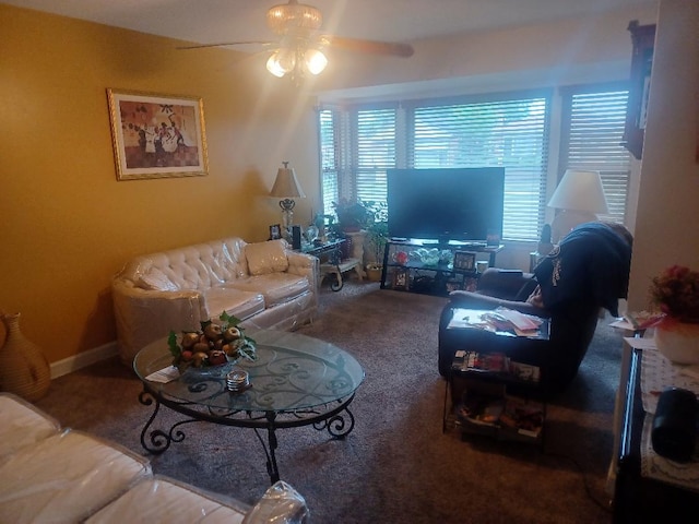 8506 S Jeffery Blvd, Chicago, IL 60617 - living room featuring ceiling fan and carpet flooring