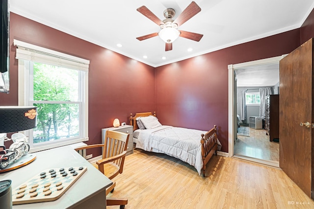 15429 Lamon Ave, Oak Forest, IL 60452 - bedroom with light wood finished floors, ornamental molding, and a ceiling fan