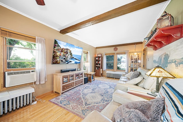 15429 Lamon Ave, Oak Forest, IL 60452 - living area with radiator, wood finished floors, plenty of natural light, cooling unit, and beam ceiling