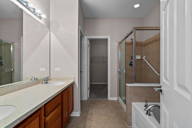 270 Birch Ln, Saint Charles, IL 60175 - full bath with a stall shower, a garden tub, double vanity, tile patterned floors, and a walk in closet