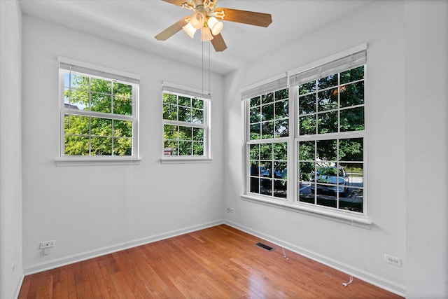 270 Birch Ln, Saint Charles, IL 60175 - unfurnished room featuring plenty of natural light, a ceiling fan, and wood-type flooring