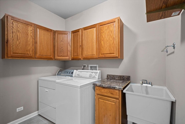 270 Birch Ln, Saint Charles, IL 60175 - laundry room featuring cabinet space, independent washer and dryer, and light tile patterned floors