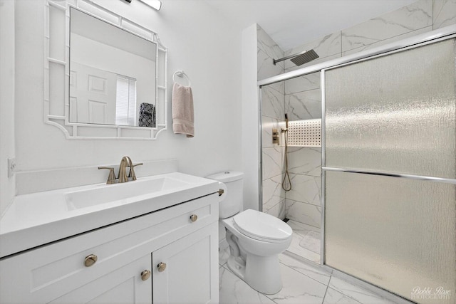 620 S Annandale Dr, Lake In The Hills, IL 60156 - bathroom with marble finish flooring, a marble finish shower, and vanity