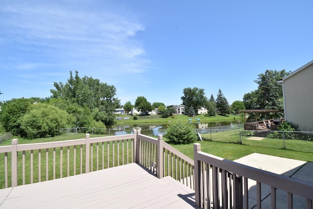 963 E Castlewood Ln, Bartlett, IL 60103 - deck with a water view and a fenced backyard