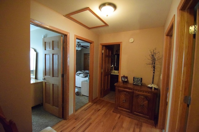 963 E Castlewood Ln, Bartlett, IL 60103 - hall with light wood-style floors and attic access
