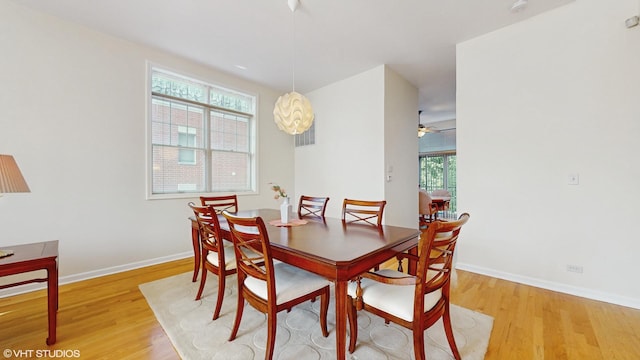 4606 S Woodlawn Ave, Chicago, IL 60653 - dining area featuring light wood-style flooring and ceiling fan