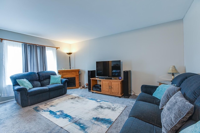 7315 Winthrop Way Unit 6, Downers Grove, IL 60516 - living area featuring light colored carpet and a fireplace