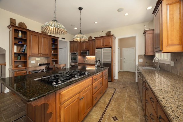 660 Birch Hollow Dr, Antioch, IL 60002 - kitchen featuring open shelves, appliances with stainless steel finishes, backsplash, and recessed lighting