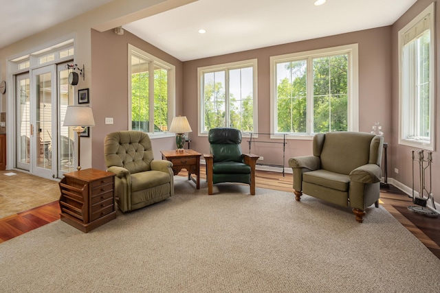 660 Birch Hollow Dr, Antioch, IL 60002 - living area with a baseboard heating unit, plenty of natural light, recessed lighting, and wood finished floors