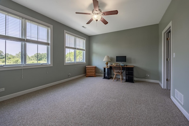 660 Birch Hollow Dr, Antioch, IL 60002 - carpeted office with baseboards and ceiling fan
