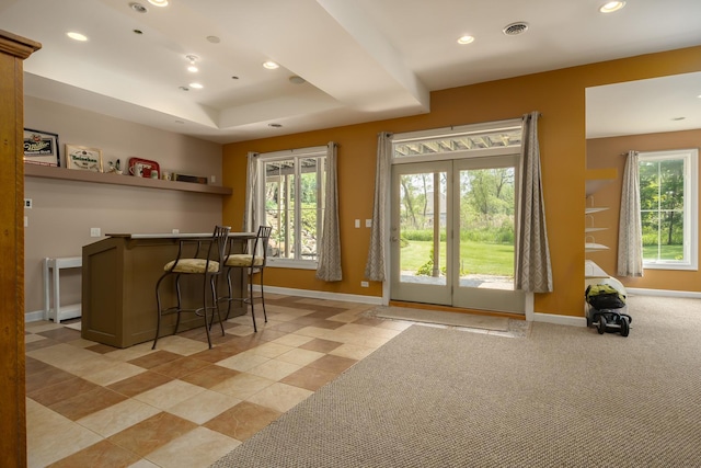 660 Birch Hollow Dr, Antioch, IL 60002 - indoor dry bar with recessed lighting and light tile patterned floors
