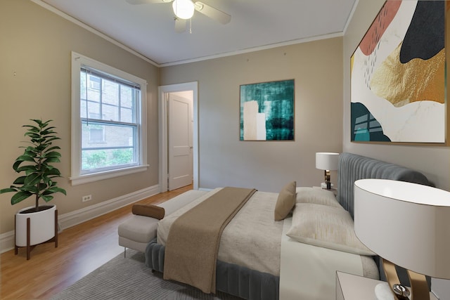 7530 Brown Ave, Forest Park, IL 60130 - bedroom with light wood finished floors, ornamental molding, and ceiling fan