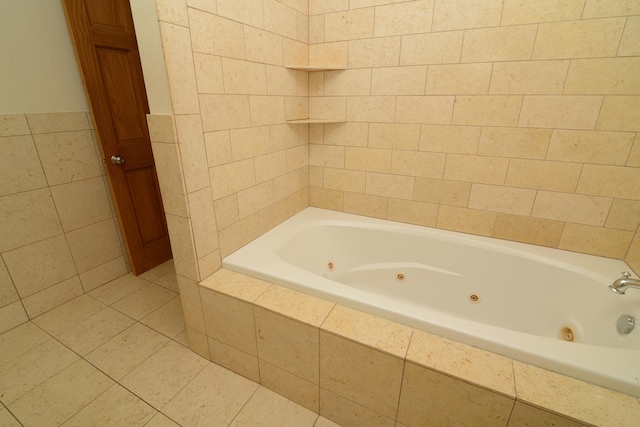215 W Kimbell Ave, Elmhurst, IL 60126 - full bathroom featuring tile walls, a whirlpool tub, and tile patterned floors