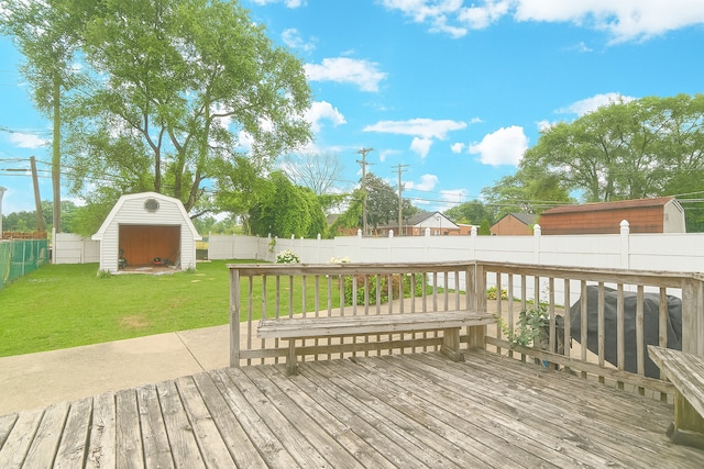 215 W Kimbell Ave, Elmhurst, IL 60126 - wooden terrace featuring a storage shed and a fenced backyard
