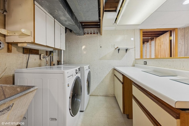 9061 Primrose Ln, Hickory Hills, IL 60457 - laundry area featuring cabinet space and washing machine and dryer