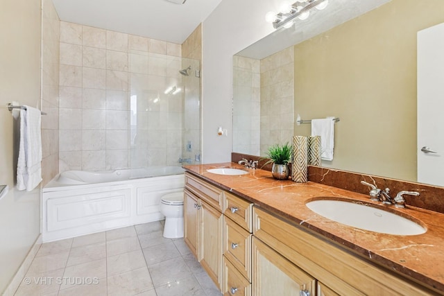 700 N Larrabee St Unit 1409, Chicago, IL 60654 - bathroom featuring double vanity, shower / bath combination, and tile patterned floors