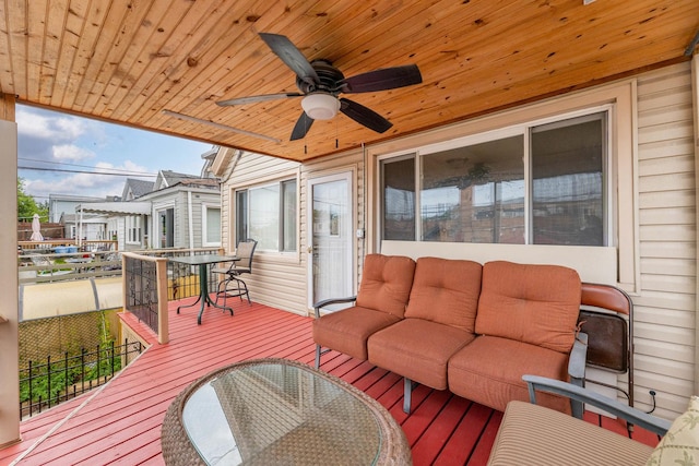 3928 W 63rd Pl, Chicago, IL 60629 - wooden deck featuring outdoor lounge area, ceiling fan, and outdoor dining space