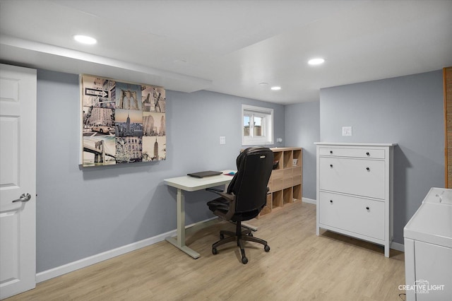 409 N Addison Rd, Villa Park, IL 60181 - office space featuring light wood finished floors, washer / clothes dryer, and recessed lighting