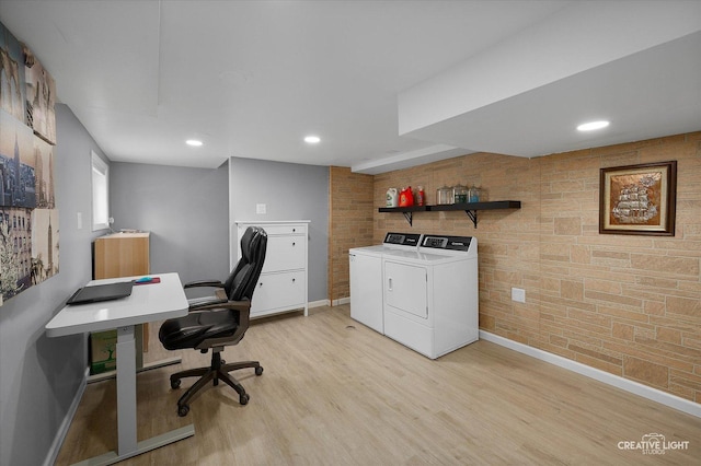 409 N Addison Rd, Villa Park, IL 60181 - home office with independent washer and dryer, light wood-style floors, and recessed lighting