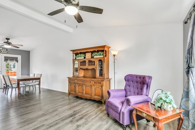 513 White Birch Rd, Lindenhurst, IL 60046 - living area with ceiling fan, wood finished floors, and beamed ceiling