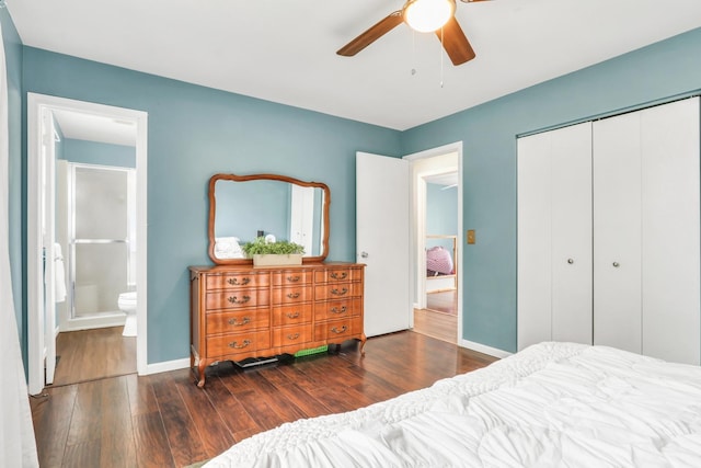 513 White Birch Rd, Lindenhurst, IL 60046 - bedroom with wood finished floors, a closet, and a ceiling fan