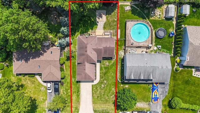 3302 Rustic Ln, Crown Point, IN 46307 - aerial overview of property's location with property parcel outlined and a pool area