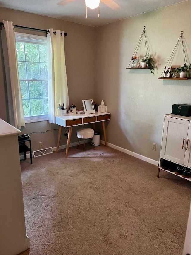 3111/2 W Graham St, Dixon, IL 61021 - office area featuring ceiling fan and carpet flooring