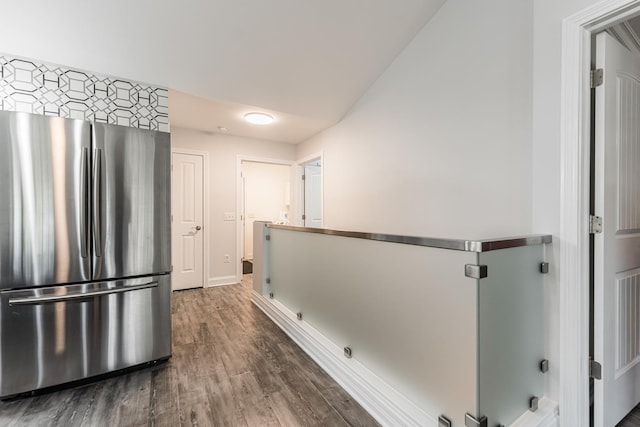 2182 Waterbury Ln E Unit 2182, Sycamore, IL 60178 - hallway with dark wood-style flooring and lofted ceiling
