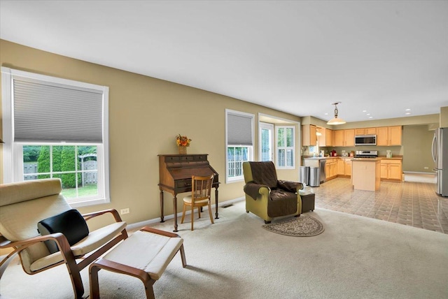 157 Concord Dr, Oswego, IL 60543 - living area featuring light carpet and recessed lighting