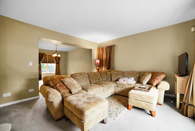 157 Concord Dr, Oswego, IL 60543 - living area featuring carpet flooring and a chandelier