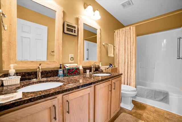 157 Concord Dr, Oswego, IL 60543 - bathroom with double vanity and shower / bath combo with shower curtain