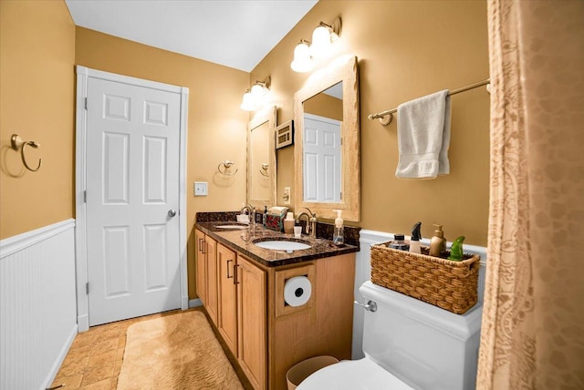 157 Concord Dr, Oswego, IL 60543 - full bathroom featuring wainscoting and double vanity