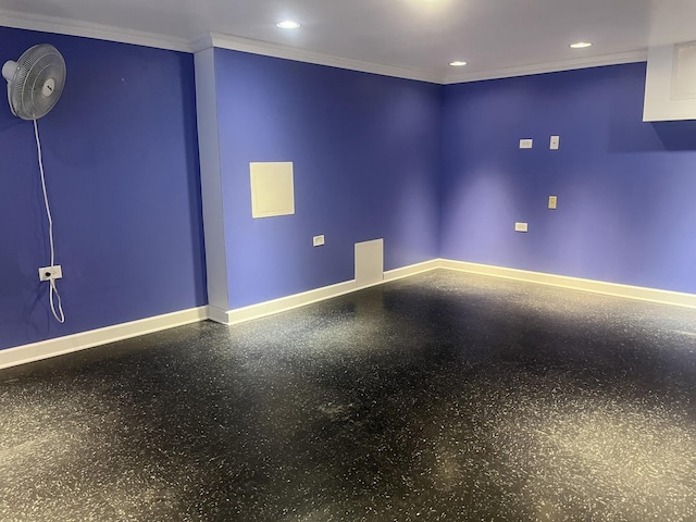 2256 S 15th Ave, North Riverside, IL 60546 - unfurnished room with recessed lighting, speckled floor, and ornamental molding