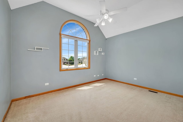 1824 Mia Dr, Crest Hill, IL 60403 - spare room featuring lofted ceiling, carpet floors, and a ceiling fan