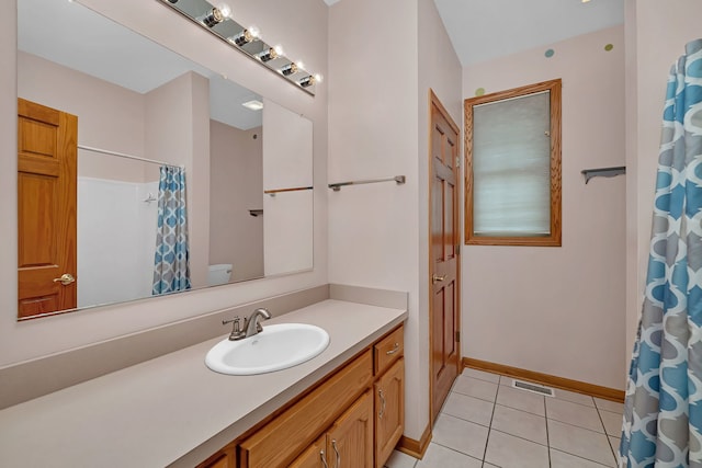 1824 Mia Dr, Crest Hill, IL 60403 - bathroom featuring vanity, tile patterned flooring, and curtained shower