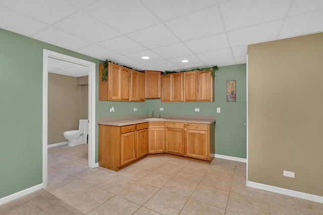 1824 Mia Dr, Crest Hill, IL 60403 - kitchen with a drop ceiling, light countertops, light tile patterned floors, and recessed lighting