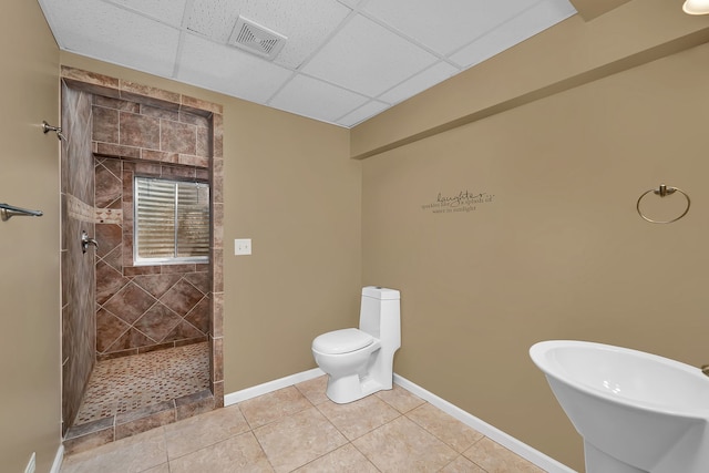 1824 Mia Dr, Crest Hill, IL 60403 - full bath with a walk in shower, a paneled ceiling, and tile patterned flooring