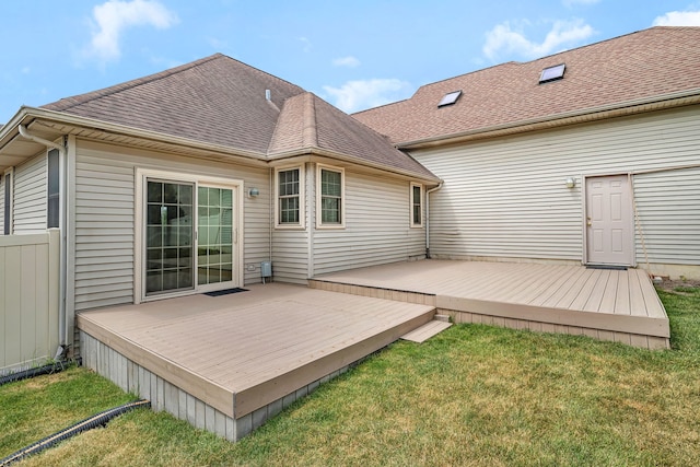 1824 Mia Dr, Crest Hill, IL 60403 - rear view of property featuring a yard, a deck, and a shingled roof