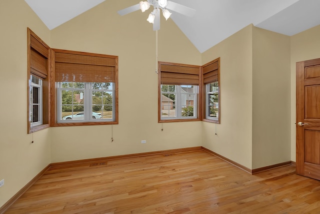 1824 Mia Dr, Crest Hill, IL 60403 - spare room featuring lofted ceiling, ceiling fan, and light wood-style floors
