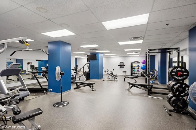 212 W Washington St Unit 1112, Chicago, IL 60606 - gym with a paneled ceiling and baseboards