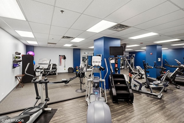 212 W Washington St Unit 1112, Chicago, IL 60606 - gym with wood finished floors and a drop ceiling