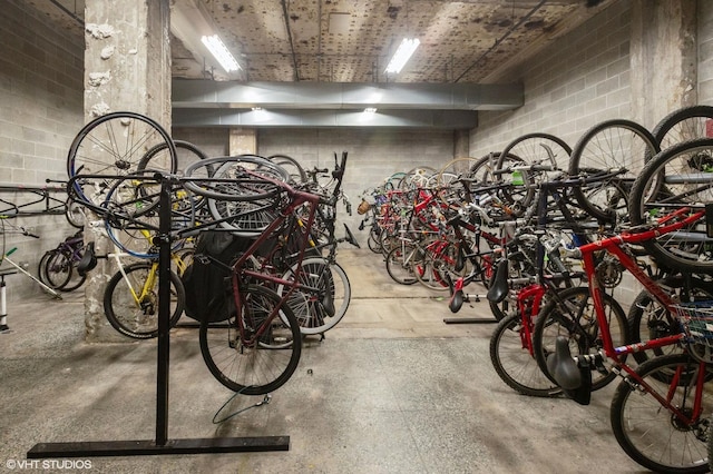 212 W Washington St Unit 1112, Chicago, IL 60606 - garage featuring bike storage and concrete block wall