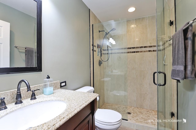 361 Lexington Ln, Grayslake, IL 60030 - bathroom with a stall shower, vanity, and recessed lighting
