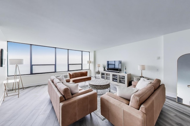 940 W Glenlake Ave Unit 19C, Chicago, IL 60660 - living room with light wood finished floors and arched walkways