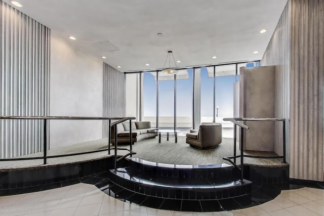 940 W Glenlake Ave Unit 19C, Chicago, IL 60660 - common area featuring a wall of windows and recessed lighting