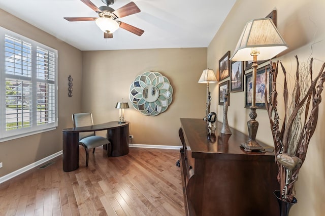 9 Aztec Ct, South Barrington, IL 60010 - home office featuring healthy amount of natural light, wood-type flooring, and a ceiling fan