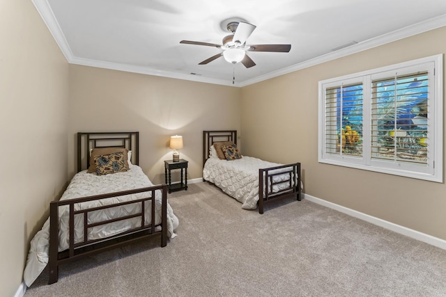 9 Aztec Ct, South Barrington, IL 60010 - bedroom featuring carpet flooring, ornamental molding, and a ceiling fan